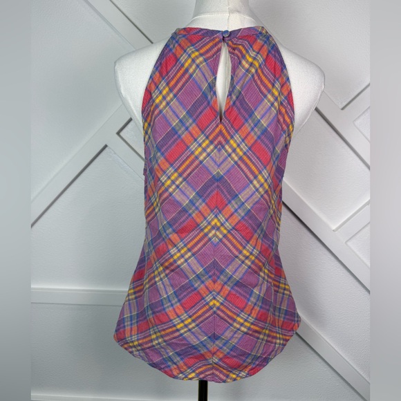 J. Crew Amber 100% Linen Tank Top In Sunset Plaid Size Medium - Picture 5 of 11
